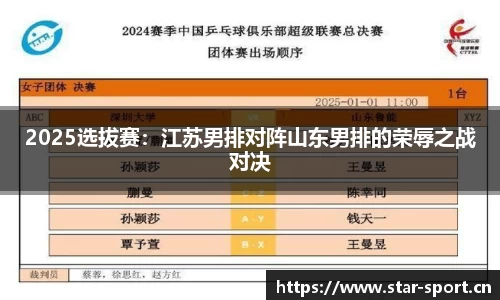 2025选拔赛：江苏男排对阵山东男排的荣辱之战对决